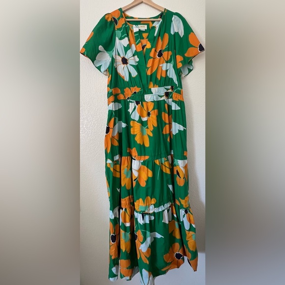 Anthropologie The Somerset Kelly Green Bright Floral - Picture 2 of 6